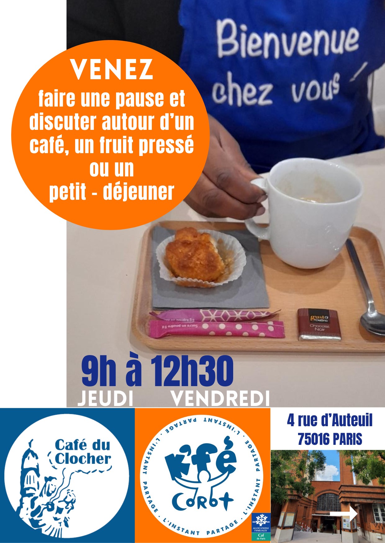 Inauguration du Kfé Corot et Café du Clocher au 4 rue d'Auteuil 