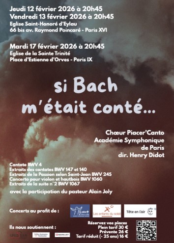 Venez &eacute;couter Bach au profit de Corot Entraide, les 12, 13 et 17 f&eacute;vrier